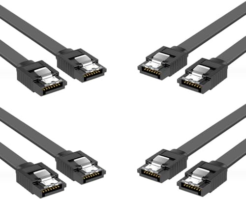 Daniko 4x SATA Kabel Schwarz 50cm SATA III 3 6 Gbit/s 0,5m SSD Festplatte HDD