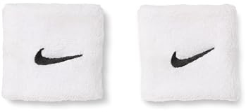 Nike Swoosh Classic Wristbands 2er Pack Schweißbänder Tennis Fitness Running Handgelenkbänder Sport, White/Black, One Size