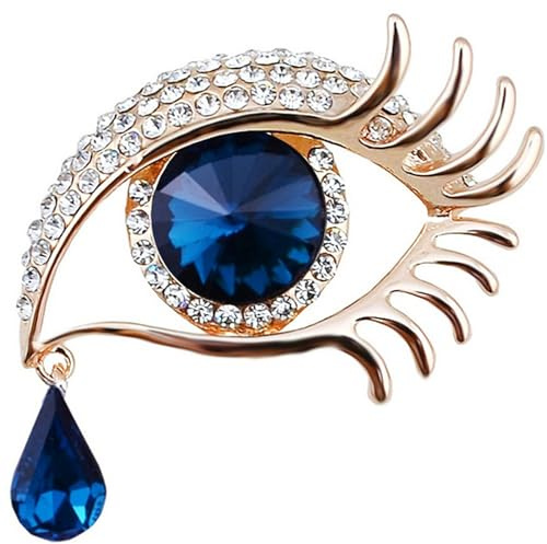 Damen-Brosche, Zerreißt Auge Design Rhinestone Brosche, Kreative Augen Tränen Corsage, Kleidung Dekoration, Damen Schmuck Zubehör, Legierung Brooch (Blau)