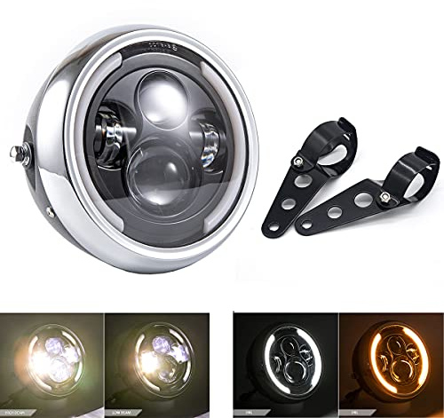 Motorradscheinwerfer Frontscheinwerfer 7,5 Zoll Led Motorrad Stirnlampe für Cafe Racer Bobber Chopper