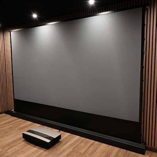 HiViLux® Boden Tension Motor CLR/ALR Leinwand für UST-Beamer:HiViPrism Cinema HDR Hochkontrast/8K/4K/3D (16:9 150Zoll 332x187cm Schwarz)