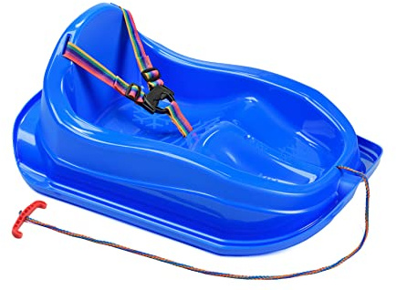GaGaDumi Schlitten Mini-Kunststoffschlitten für Kinder, Mini-Bob aus robustem Kunststoff, bis zu 20 kg, bis zu 3 Jahre, ergonomische Form, hohe Rückenlehne, Sicherheitsgurte