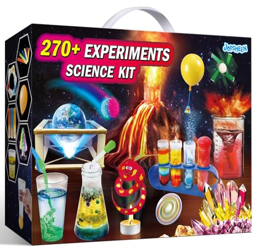 JOPSHEEN 270+ Experimente Kits für Kinder, Chemie-Set, Experimentierkasten Spielzeug Jungen Geschenke, Vulkan Chemiebaukasten, Kristall, Physik Wissenschaft Projekt
