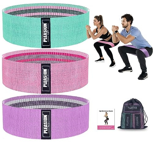 PLEASION Resistance Bands Fitnessband, Fitnessbänder Stoffbänder 5er Set, Widerstandsbänder für Krafttraining Muskelaufbau Hip Beintraining, Gymnastikband für Workout Yoga Pilates