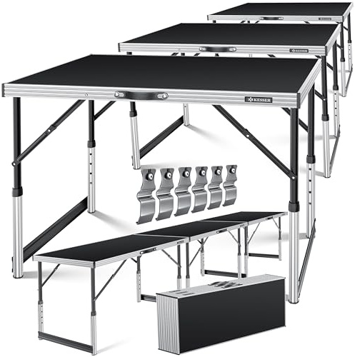 KESSER® Multifunktionstisch Profi 3- teilig, 100 x 60 cm, Tapeziertisch 90kg Gesamtbelastung, mit Ausziehfunktion Klapptisch Flohmarktisch Beistelltisch Mehrzwecktisch Campingtisch höhenverstellbar