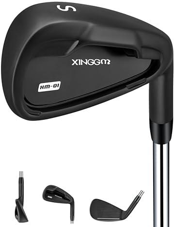XM-01 Einzelne Golf-Eisen oder Golf-Eisen Set - Premium Herren Golfschlägereisen mit Stahlschaft für Rechtshänder Golfer Stiff Flex (#SW Eisen Single, Rechts)