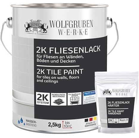 WO-WE 2K Fliesenlack – Fliesenfarbe für Küche, Badezimmer, Wand- & Bodenfliesen – Anthrazit-Grau ähnl. RAL 7016-2,5Kg