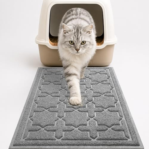 Yimobra Katzenstreumatte, XL Jumbo 90 x 60 cm, Leicht Zu Reinigende Katzenmatten, rutschfest, Wasserdicht, Fallen Für Katzentoiletten, Dunkelgrau