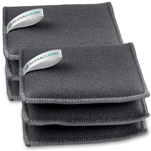 ELEXACLEAN Spülschwamm Mikrofaser waschbar, 6er Set, 10x8 cm, Anthrazit | Küchenschwamm mit rauer Scheuerseite, wiederverwendbarer Topfreiniger zum Wenden, für Küche, Bad, Auto, 60 °C waschbar