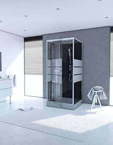 MARWELL Komplettdusche Fertigdusche Dusy 90 x 90 x 225 cm - komplett Set inkl. Duschwanne und Armatur - Eckdusche mit Fronteinstieg