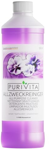PURIVITA® Allzweckreiniger Konzentrat [500ML] - Universalreiniger mit frischem Blumenduft - Kaltreiniger - Allesreiniger - Multifunktionsreiniger - Kraftreiniger - Bodenreiniger Flüssig - Putzmittel