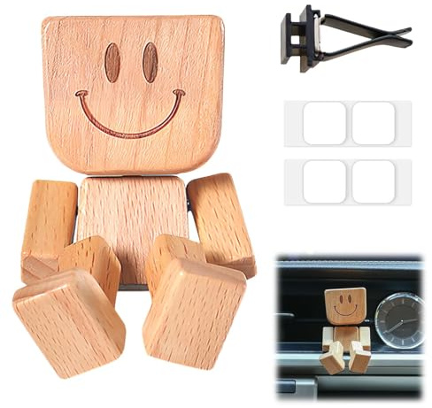 Dongcill Charmante Holzfigur,wackelnder Holzmann,Schüttelmann aus Holz,lustige Wackelfigur für Auto,Handmade Shaking Wooden Man Figure Dashboard Figurines Ornament,Schreibtischfigur & Geschenkidee
