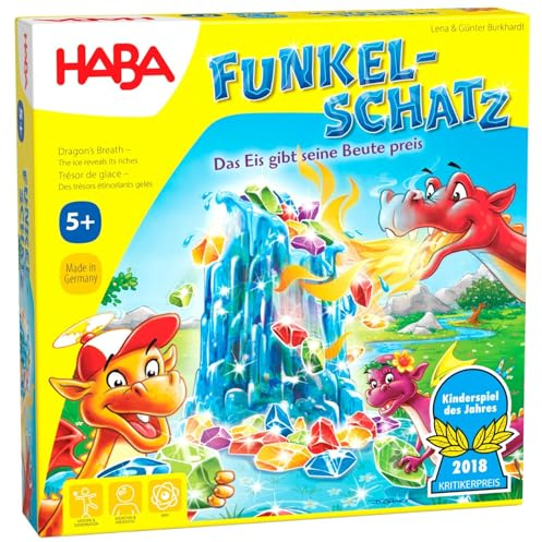 HABA Funkelschatz – Kinderspiel des Jahres 2018, 3D Fantasy Brettspiel für die Familie, fördert Feinmotorik und taktisches Geschick – Spieleklassiker für Kinder ab 5 Jahren – 130340200