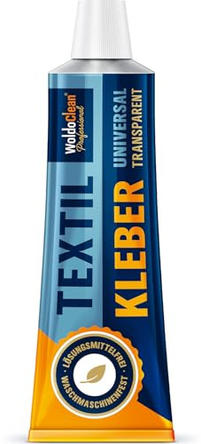 Textilkleber 60g flexibel und wasserfester Stoffkleber - für Stoffe, Leder, Textilien und PVC, Transparenter Kleber, wasch- und bügelfest, geruchsarm und lösungsmittelfrei