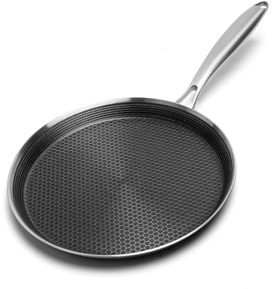 Innerwell Profi Antihaft Crepe Pfanne 26 cm aus Edelstahl, Induktion Crepes Pfanne, pfannkuchenpfanne mit kratzfeste Wabenversiegelung, Omlettpfanne, Edelstahlgriff, PFOA-frei