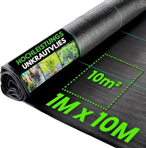 Green Thumbz Unkrautvlies Extra Stark - 1x10 m Unkrautvlies 100g/m2 - Optimales Gartenvlies, Hochbeet Folie, Unkrautfolie, Sandkastenvlies & Bodenschutzvlies zur Unkrautbekämpfung - Wasserdurchlässig