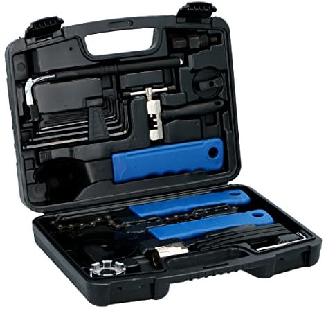 Kinzo 17268 Universeller 21 TLG. Fahrrad Werkzeugsatz - Reparatur-Set - in einem praktischen Werkzeugkoffer, Schwarz