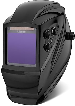 LESOLEIL Schweißhelm Automatik, Schweisshelm Solar Große Ansicht Schweißmaske mit Echtfarben, 4 Lichtbogen Sensoren, Variabler Schattierung, DIN 5-9/DIN 9-13 für Wig-MIG ARC Schweißen, Schwarz