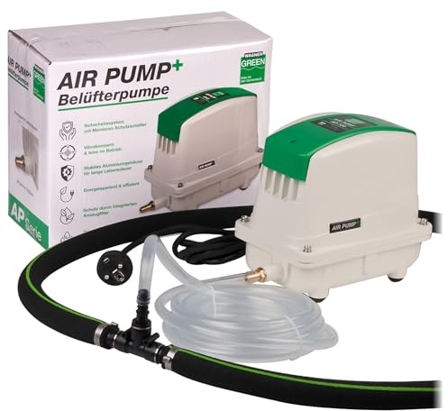 Teichbelüfter-Set AP-60 Luftpumpe mit Japan Belüfterring Ø 35 cm Sauerstoffpumpe für Ihrem Koiteich. Eine Profi Luftpumpe als Eisfreihalter im Winter zu verwenden