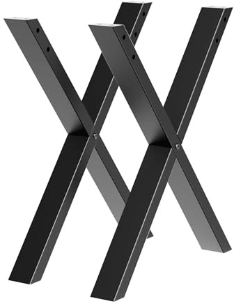 Wiltec Tischbeine 2er Set aus Stahl im X-Profil 72x60cm in Schwarz Tischkufen Tischgestell Tischuntergestell in X Form