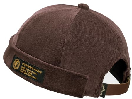 CLAPE Corduroy Docker Cap Verstellbar Dockermütze Seemannsmütze Hafenmütze UV-Schutz Brimless Hat Rolled Cuff Harbour Hat Beanie Commando Watch Cap