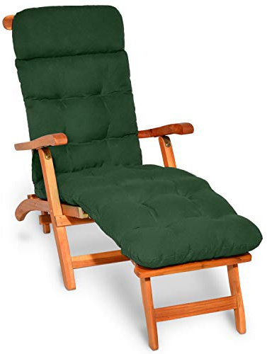 Beautissu Bequeme Liegenauflage Deckchair & Sonnenliegen 200x50cm Flair DC – 8cm Dicke Polsterung Gartenliege Auflage Sonnenliege Liegestuhl Polster mit Schaumflockenfüllung Gartenmöbel Grün