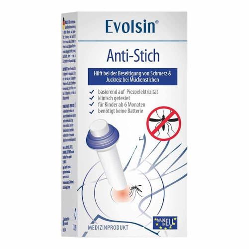 Evolsin® Anti Stich zur Behandlung von Insektenstichen OHNE Chemie & Hitze I elektrischer Insektenstichheiler lindert Juckreiz & Schwellungen I benötigt keine Batterien I für Kinder ab 6 Monaten