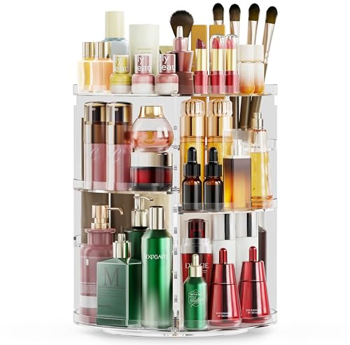 Auxmir Schminktisch Organizer 360° Drehbar, 9 Einstellbare Stufen | Extra Größer Kosmetik Skincare Organizer, Praktische Schmink Aufbewahrung für Schlafzimmer, Badezimmer, Studentenwohnheim