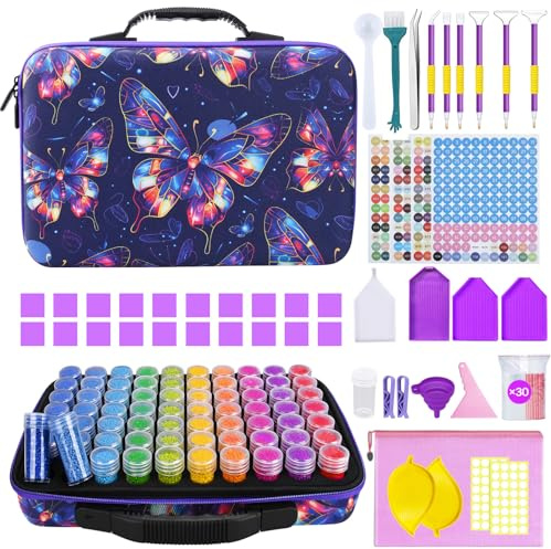 KIMIGO 5D Diamond Painting Zubehör Boxen mit 70 Fächern–Diamond Painting Aufbewahrungsbox,Aufbewahrungsbox für Diamanten,Perlen,Strasssteine,DIY Kunst Handwerk(Enthält Keine Diamanten)