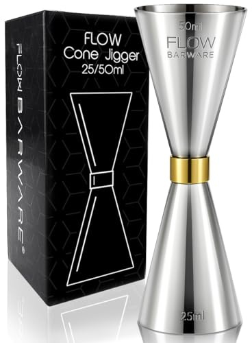 Cone Jigger Spirit Measures 25ml 50ml 10x Measurements in One Cocktail Jigger Shot Measure by Flow Barware, Drinks Measures for Spirits
