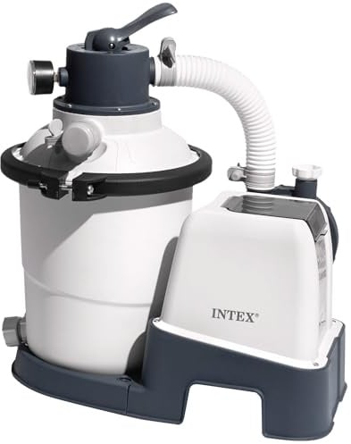 Intex 26642 – Sandfilterpumpe Krystal Clear mit RCD, Wasserdurchfluss 3500 l/h, Systemdurchfluss 2000 l/h, Kunststoff, Weiß