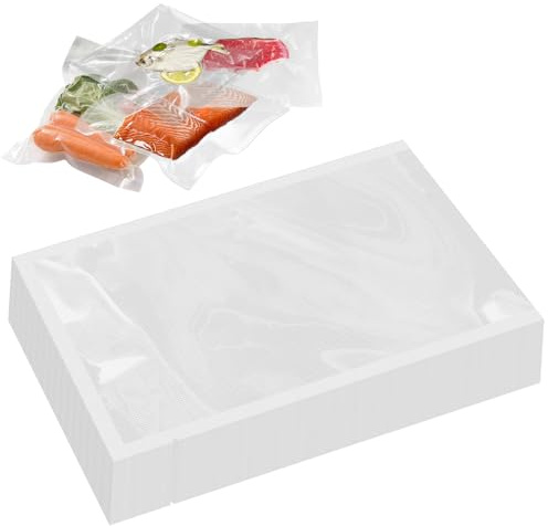 100 Stücke Vakuumierbeutel, Vakuumbeutel Lebensmittel 20 x 30 cm | Einschweißfolie für Vakuumierer, Verhindert Wirksam den Kontakt mit Bakterien und Verlängert so Haltbarkeit von Lebensmitteln