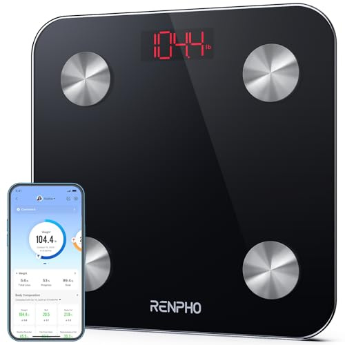 RENPHO Personenwaage Digital Testsieger 2026, Körperfettwaage, 180 kg | Waage Personen, Körperfett und Muskelmasse mit APP,für Körperfett, BMI, Gewicht, Wasser und Muskelmasse,Elis 1