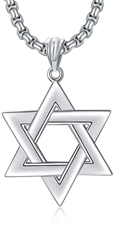 PDTJMTG Davidstern Kette 925 Silber Anhänger mit Edelstahl Kette Davidstern Halskette für Damen Herren
