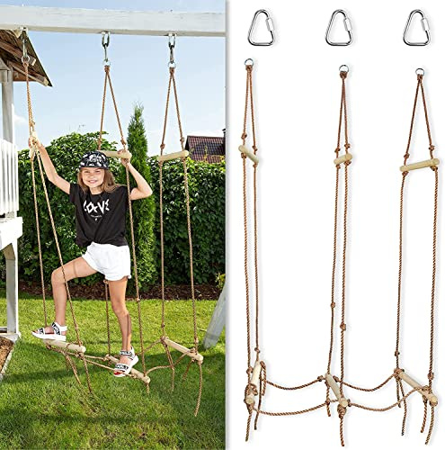 Cateam Wackelige Brücke Strickleiter - Ninja Slackline Zubehör - Zubehör für Ninja Warrior trainingsgeräte - Hängebrücke Skip für Kinder