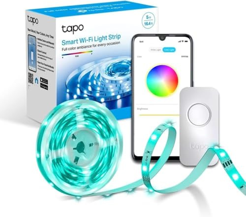 Tapo TP-Link LED Strip 5M, Wifi LED Streifen, 16 Mio. Farben, dimmbar, APP Steuerung, schneidbar, kompatibel mit Amazon Alexa, Hey Google, kein Hub notwendig, energiesparend L900-5