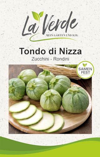 La Verde MEIN GARTEN UND ICH. Tondo di Nizza Zucchini Samen für ca. 10 Pflanzen, hellgrüne Rondini, rund, ideal zum Füllen, Saatgut ohne Gentechnik