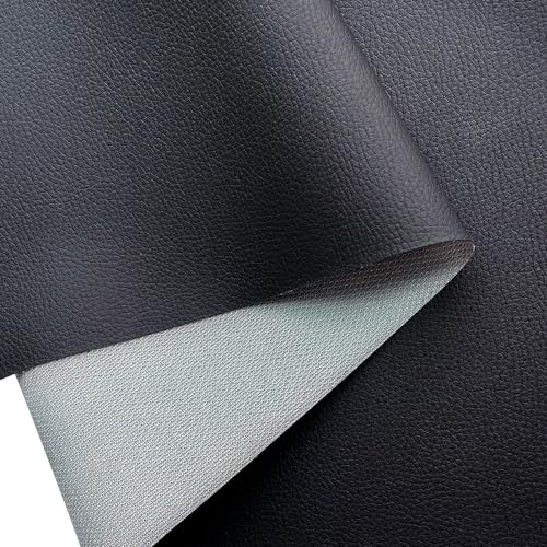 XHT Hochwertiges Kunstleder Meterware, Lederimitat, Wasserdicht, Nähen, Reparatur, Premium Lederstoff (Schwarz-100 x 160cm)