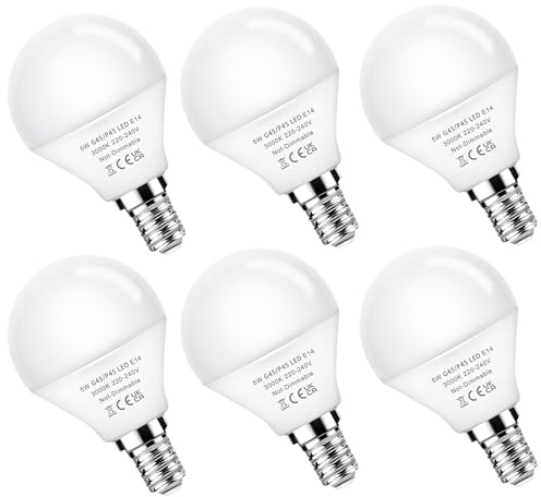 E14 LED Lampe 5W Golf P45/G45 Glühbirne, Ersetzt 40 Watt, 3000K Warmweiss | 430LM Birne Warmweiß Mini Globe G45/P45 LED Beleuchtung Energiesparlampe, 220-240V nicht Dimmbar Leuchtmittel, 6 Stück
