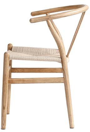LIMHOME | FSC® Esszimmerstuhl aus Massivholz mit Papierseilsitz | Keine Montage erforderlich | (Natur lackiert)