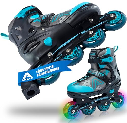 Apollo Champion Inliner Kinder, Damen & Herren, verstellbar ab Gr. 31 | Größenverstellbare LED Inline Skates: Inlineskates für Kinder, Jungen, Mädchen, Damen & Herren, Rollerblades