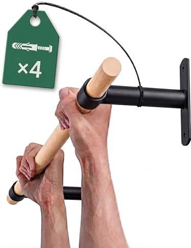 Klimmzugstange Wand aus Holz – KFA8 Pull Up Bar Wandmontage | 30mm Buchenholz-Griff, bis 125 kg | Calisthenics Stange für Zuhause inkl. Fischer-Dübel
