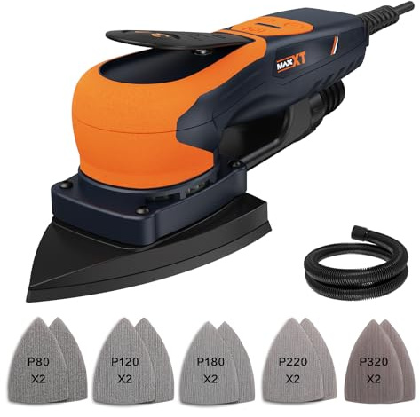 MAXXT Maus-exzenterschleifer mit bürstenlosem Motor, 350W, 3mm Orbit, 4000-10000 U/min, Schleiffläche 100 * 152 * 152mm, ideal zum Schleifen in engen Räumen