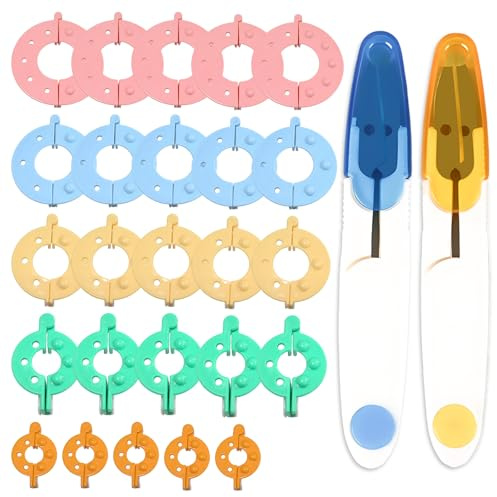 Pompom Maker, Bommel Maker für Mütze, 22-teiliges Pompon Kit mit 5 Farben, Transparente Schere in Blau und Orange, Ideal für DIY Bastelprojekte und Dekoration