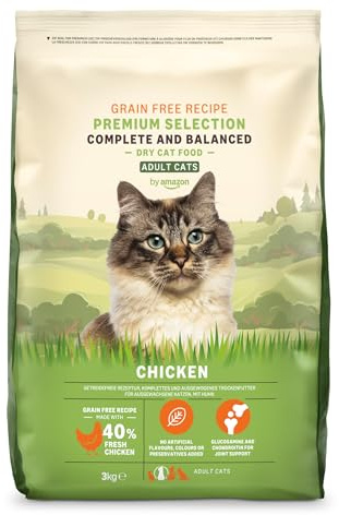 by Amazon Katzenfutter für ausgewachsene Katzen, Fein zubereitetes Trockenfutter mit frischem Huhn, Getreidefreie Rezeptur, 3 kg (1er-Pack)(Zuvor eine Marke von Lifelong, gleiches Produkt)
