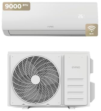 EVVO Splitklima-Klimaanlage, WLAN, Kühlung und Heizung, WLAN-Konnektivität, Invertermotor, Wärmepumpe, Klasse A++/A+, Luftentfeuchter, Kühlmittel R32 (9.000 BTU)