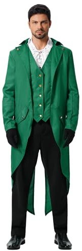 EFOGEP Herren Steampunk Vintage Frack Prinz Langarm Button Down Jacke Gothic Viktorianisch Gehrenkleid Uniform Mittelalterlich Gothic Smoking Renaissance Pirat Halloween Kostüm