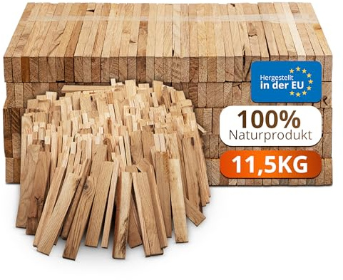 Aleko Parkett Premium Anzündholz aus Eichenholz 11,5 kg – Kamin- & Grillanzünder – getrocknetes unbehandeltes Brennholz mit geringer Holzfeuchte – sofort entzündbar für Grill, Kamin & Ofen, RXZ11
