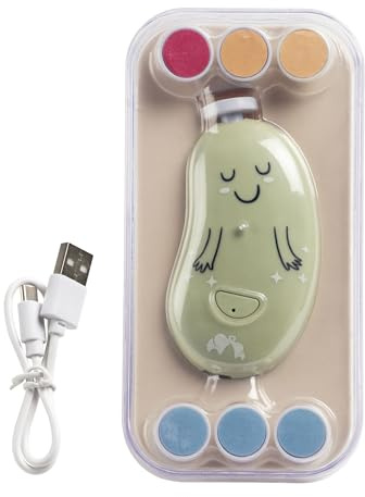 Bebeconfort Elektrische Baby-Nagelfeile, Ab Geburt, Babys + Kleinkinder, 7 Nagelfeilen mit Verschiedener Struktur, USB-C-Ladekabel, 3 Geschwindigkeitsstufen, Integrierte LED, Aufbewahrungstasche, Grün