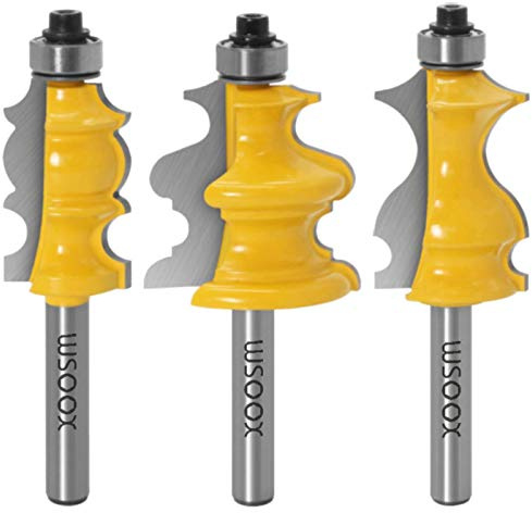WSOOX 8mm Schaft Architectural Moulding Fräser Set 3 Stück Formfräser für Holzbearbeitung